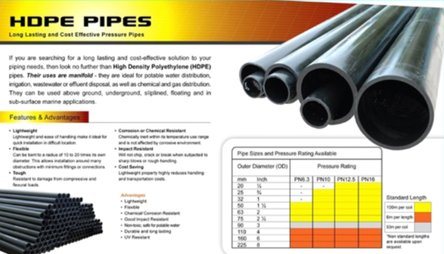 HDPE, PVC and Fittings